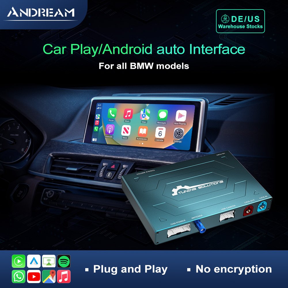 Andream Wireless CarPlay Android Auto MMI Prime For BMW CIC NBT EVO System Series 1 2 3 4 5 6 7 X1 X3 X4 X5 X6 X7 Mini I3 I8 GPS Navigation Kit