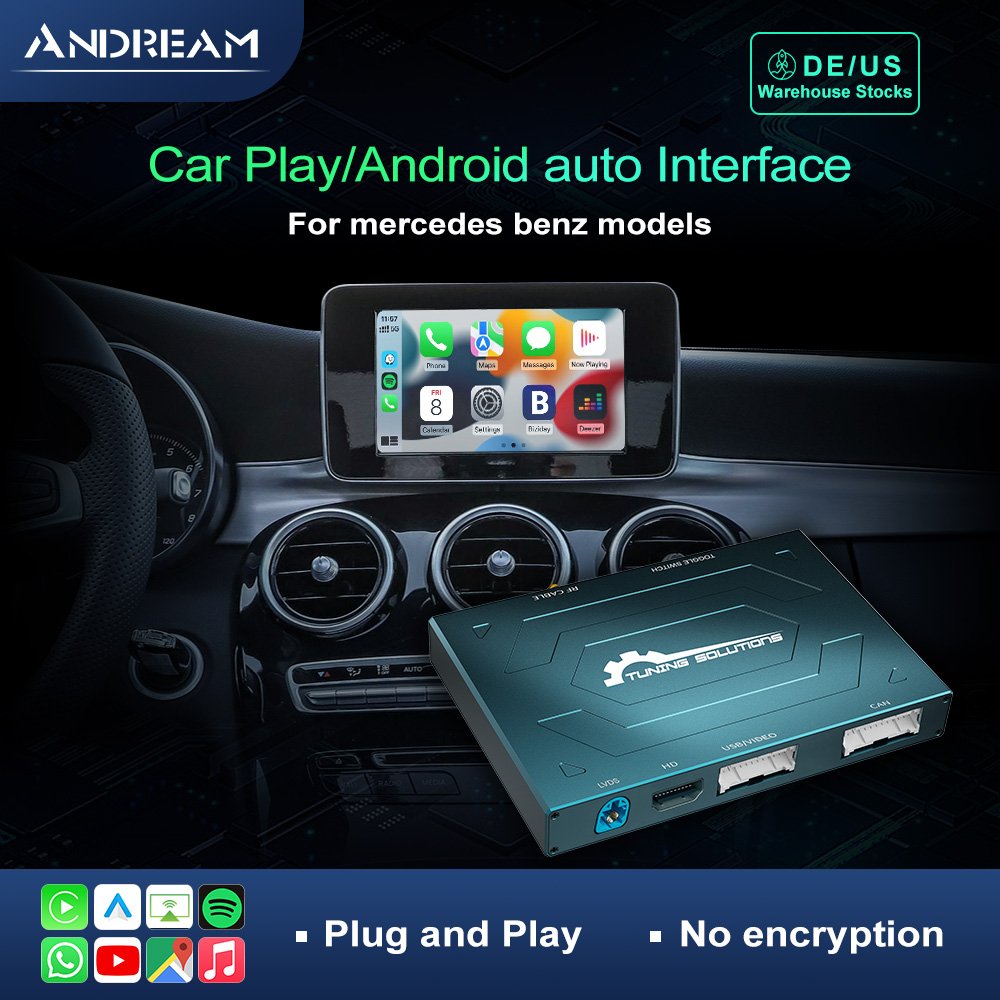 Andream Wireless CarPlay Android Auto MMI Interface Adapter Prime Retrofit For Mercedes Benz NTG 4.5 4.7 4.8 5.0 5.1 Mirror Link Navigation Box Kit