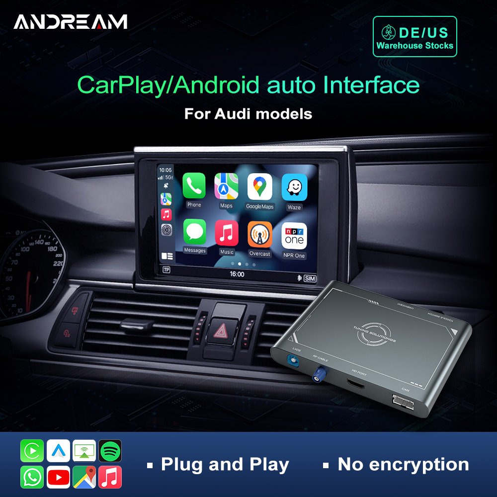 Andream Wireless CarPlay Android Auto for Audi Q3 Q5 Q7 A1 A2 A3 A4 A5 A6 A7 A8 S5 S7 Featuring CarPlay Android Auto with 3G/3G+/MIB/RMC/Symphony Retrofit