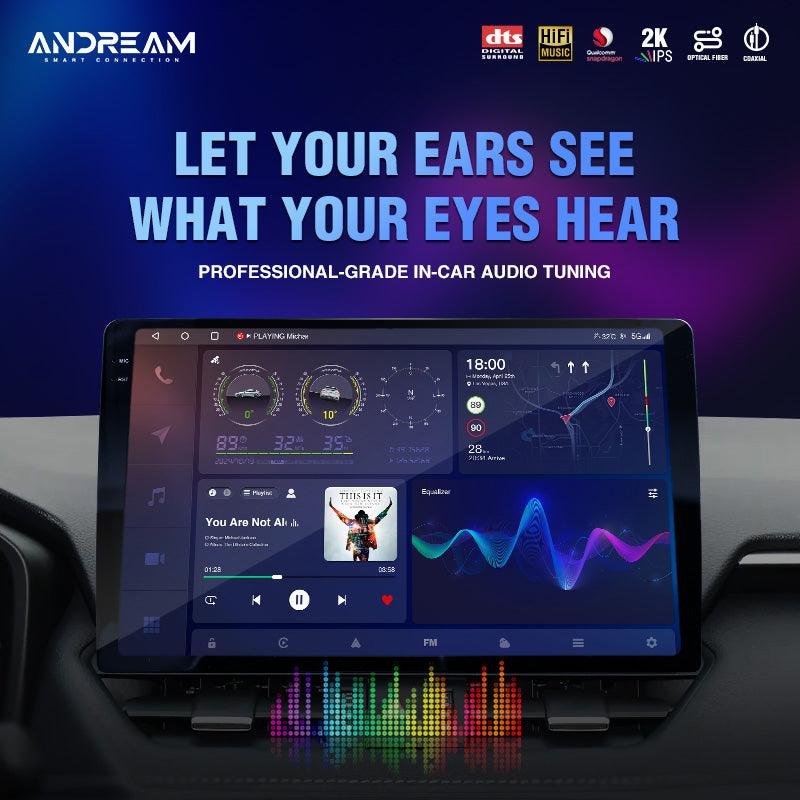 Andream Android 14.0 2K Top Sound Quality Certified DTS Pure Digital DSP Amplifier With Optical Fiber Coaxial Car Universal Carplay Screen Upgrade