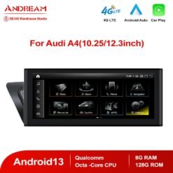 Andream 10.25'' 12.3'' Touchscreen Carplay Android Auto Interface For Audi A3 A4 A5 Q3 Q5 Q7 Android13.0 8+128GB GPS Car Multimedia Player Navigation