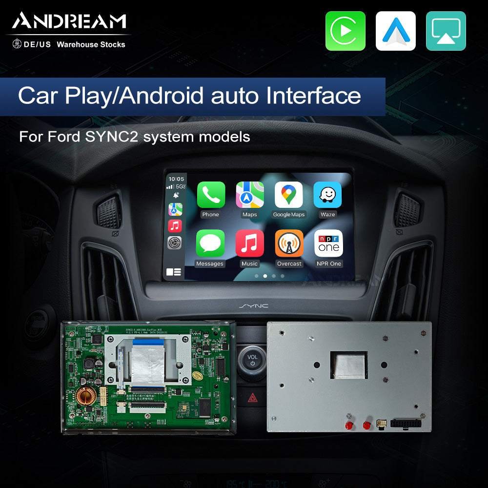 Andream Wireless IOS Carplay Android Auto Retrofit Interface Box For Ford Sync2 Focus Fiesta Escape 2013-2019 Central MMI Media Radio Navigation Upgrade