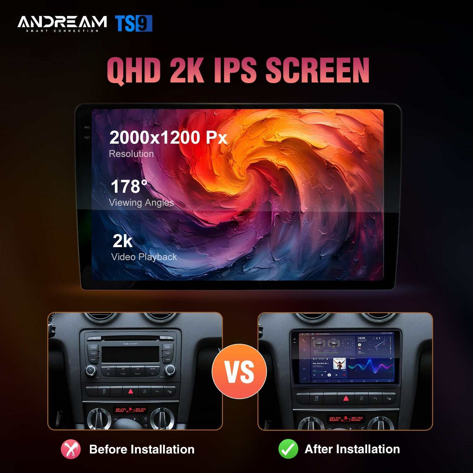 Andream For Audi A3 S3 RS3 2002-2009 Car Radio Apple Carplay Android Auto 2K Screen GPS Bluetooth Head Unit Stereo Audio Player Rever camera Device - Image 5