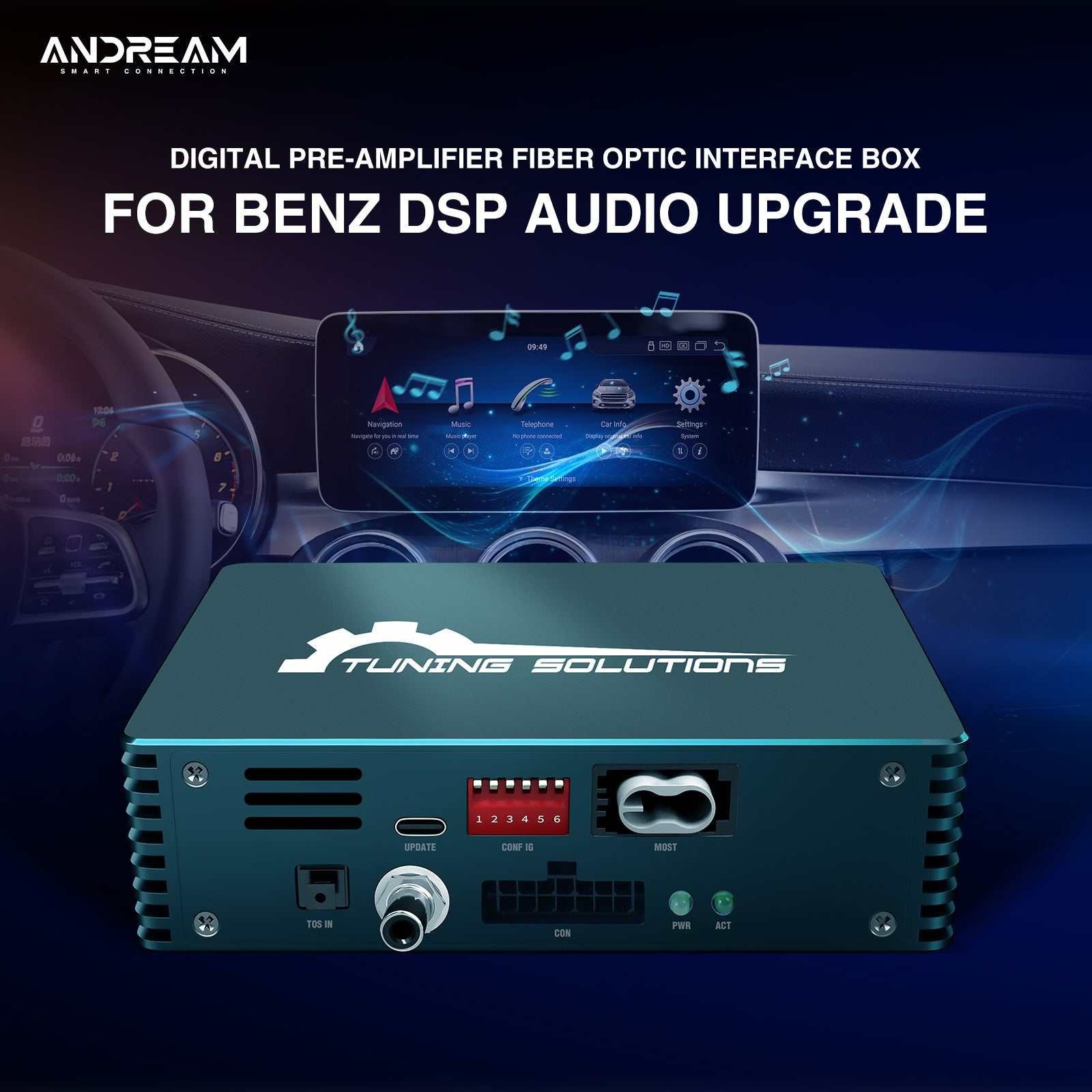 Andream Optical Fiber Coaxial Output Decoder DSP Amplifier Audio Adaptor For Benz A/B/C/G/R/GLK Class S/SL/C/CL/CLK/E/ML Series Most25 Most150 Radio