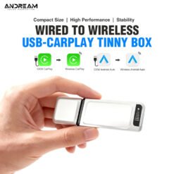 The 2-in-1 adapter for CarPlay and Android Auto converts a wired connection into a wireless one and is compatible via USB with vehicles that have CarPlay or Android Auto.