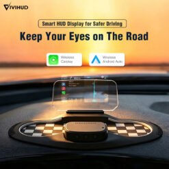 Smart HUD Supports Wireless CarPlay/Android Auto Voice & Button Remote Control Real-Time Navigation Music Playback Universal Fit for All Cars