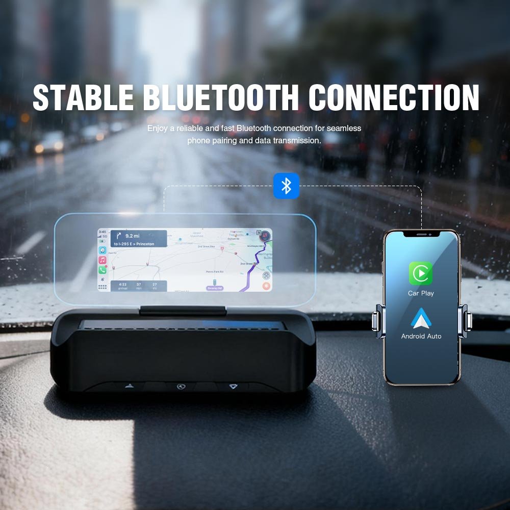 Wireless CarPlay & Android Auto Dual-System HUD High-Definition Projection Navigation Bluetooth Music Remote Control Stay Focused While Driving - Image 6